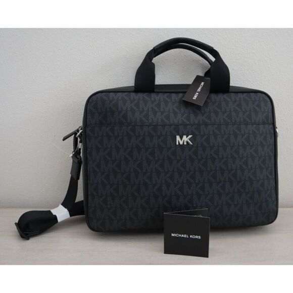 Michael Kors 87S5SEVA4B Unisex Black Monogram Everett Briefcase - Picture 11 of 13